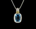 8008P-BT	18K Gold & sterling silver blue topaz pendant 
