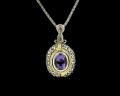 8018P-AM	18K Gold & sterling silver amethyst pendant 


