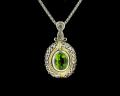 8018P-PR	18K Gold & sterling silver peridot pendant


