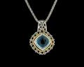 8007P-BT 18K Gold & sterling silver blue topaz pendant 
