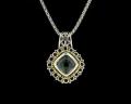 8007P-GA 18K Gold & sterling silver green amethyst pendant

