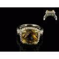 8009R-WQ	18K Gold & sterling silver whiskey quartz ring
