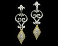 8023E	18K Gold & sterling silver earrings with diamonds 



