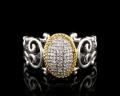 8023R	18K Gold & sterling silver ring with diamonds 


