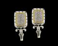 8024E	18K Gold & sterling silver earrings with diamonds 


