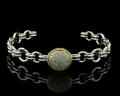 8025BG	18K Gold & sterling silver bangle with diamonds 



