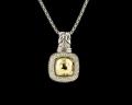 8015P	18K Gold & sterling silver pendant with diamonds 
