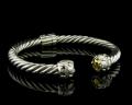 8034BG	18K Gold & sterling silver bangle with diamonds 
